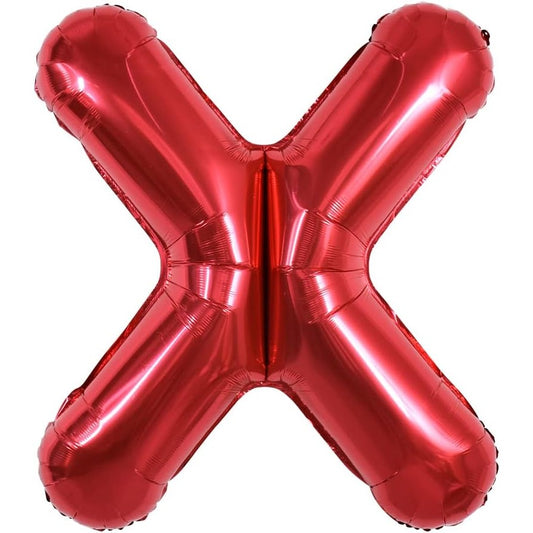Balon Folie Metalizata Litera X, 40 cm, Umflati cu Heliu sau Aer, Ambalaj Individual, Pai inclus, Rosu