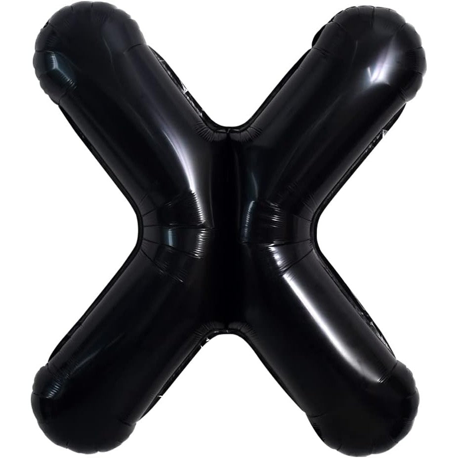 Balon Folie Metalizata Litera X, 40 cm, Umflati cu Heliu sau Aer, Ambalaj Individual, Pai inclus, Negru