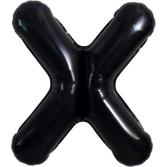 Balon Folie Metalizata Litera X, 40 cm, Umflati cu Heliu sau Aer, Ambalaj Individual, Pai inclus, Negru