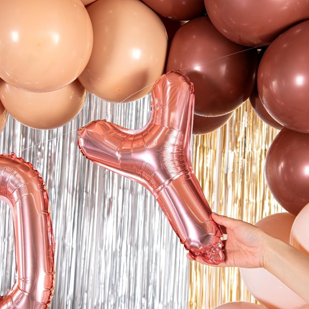 Balon Folie Metalizata Litera Y, 40 cm, Umflati cu Heliu sau Aer, Ambalaj Individual, Pai inclus, Rose Gold