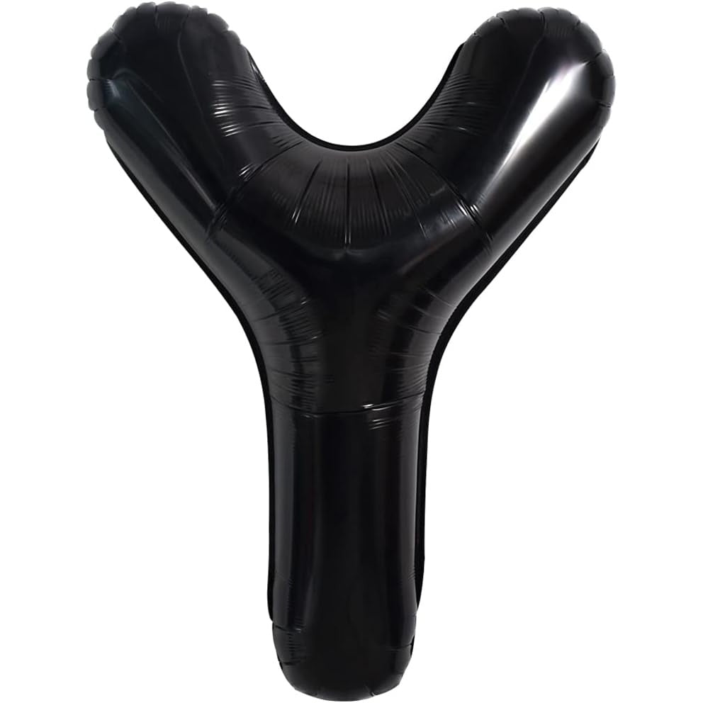 Balon Folie Metalizata Litera Y, 40 cm, Umflati cu Heliu sau Aer, Ambalaj Individual, Pai inclus, Negru