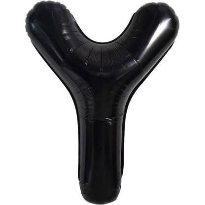 Balon Folie Metalizata Litera Y, 40 cm, Umflati cu Heliu sau Aer, Ambalaj Individual, Pai inclus, Negru
