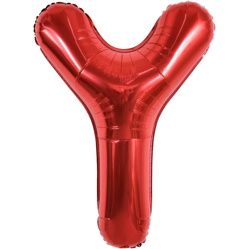 Balon Folie Metalizata Litera Y, 40 cm, Umflati cu Heliu sau Aer, Ambalaj Individual, Pai inclus, Rosu