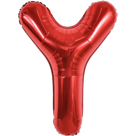 Balon Folie Metalizata Litera Y, 40 cm, Umflati cu Heliu sau Aer, Ambalaj Individual, Pai inclus, Rosu