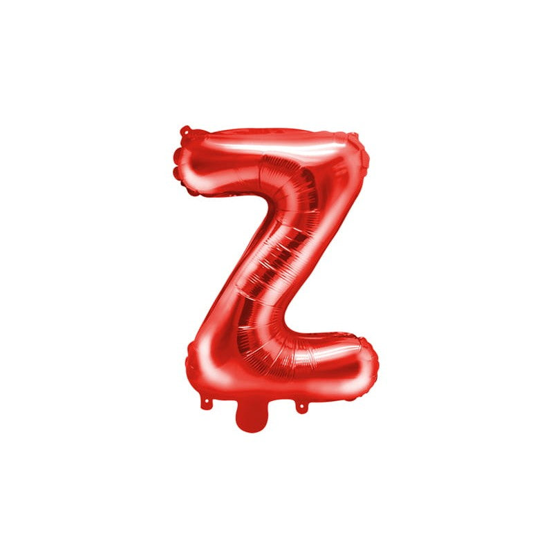 Balon Folie Metalizata Litera Z, 40 cm, Umflati cu Heliu sau Aer, Ambalaj Individual, Pai inclus, Rosu