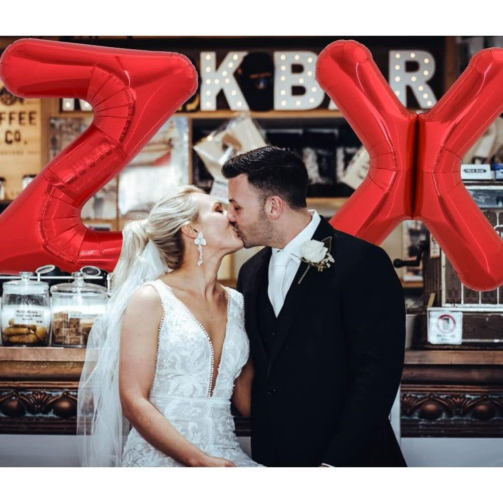 Balon Folie Metalizata Litera Z, 40 cm, Umflati cu Heliu sau Aer, Ambalaj Individual, Pai inclus, Rosu