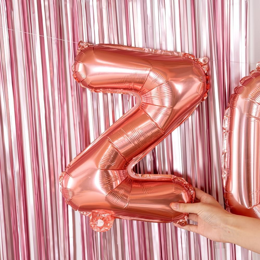 Balon Folie Metalizata Litera Z, 40 cm, Umflati cu Heliu sau Aer, Ambalaj Individual, Pai inclus, Rose Gold