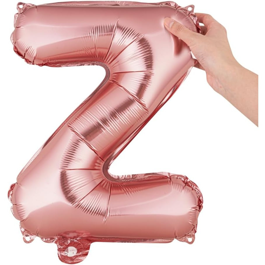 Balon Folie Metalizata Litera Z, 40 cm, Umflati cu Heliu sau Aer, Ambalaj Individual, Pai inclus, Rose Gold