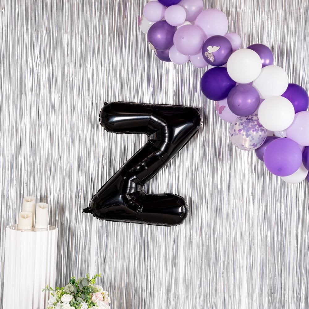 Balon Folie Metalizata Litera Z, 40 cm, Umflati cu Heliu sau Aer, Ambalaj Individual, Pai inclus, Negru
