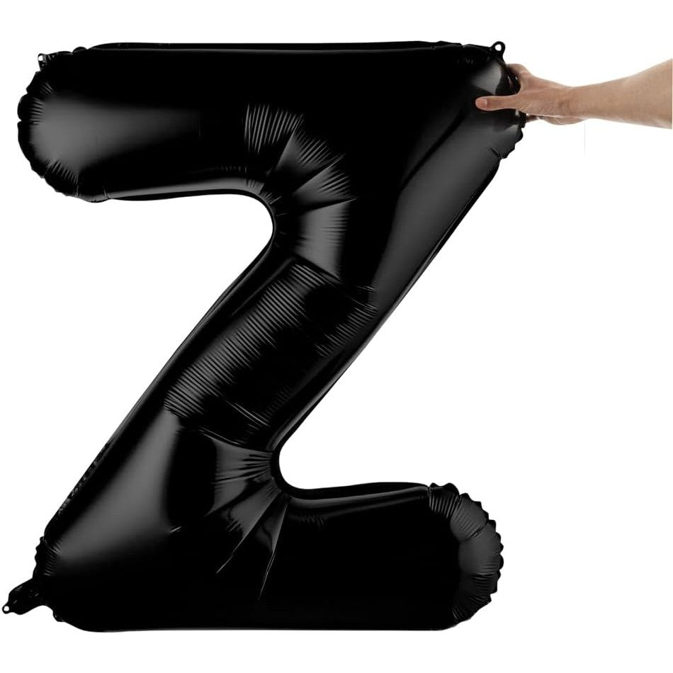 Balon Folie Metalizata Litera Z, 40 cm, Umflati cu Heliu sau Aer, Ambalaj Individual, Pai inclus, Negru