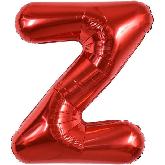 Balon Folie Metalizata Litera Z, 40 cm, Umflati cu Heliu sau Aer, Ambalaj Individual, Pai inclus, Rosu