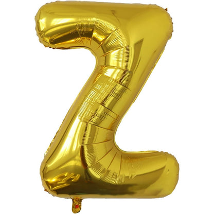 Balon Folie Metalizata Litera Z, 40 cm, Umflati cu Heliu sau Aer, Ambalaj Individual, Pai inclus, Auriu