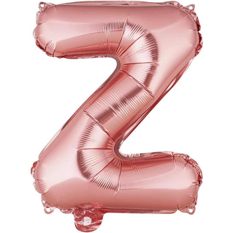 Balon Folie Metalizata Litera Z, 40 cm, Umflati cu Heliu sau Aer, Ambalaj Individual, Pai inclus, Rose Gold