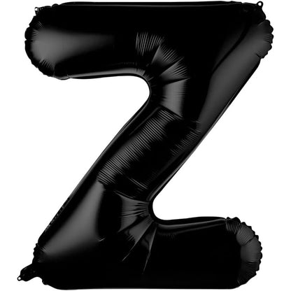 Balon Folie Metalizata Litera Z, 40 cm, Umflati cu Heliu sau Aer, Ambalaj Individual, Pai inclus, Negru