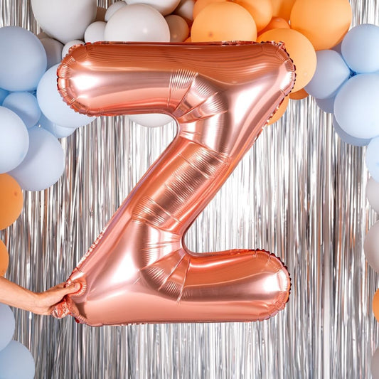 Balon Folie Metalizata Litera Z, 80 cm, Umflati cu Heliu sau Aer, Ambalaj Individual, Pai inclus, Rose Gold