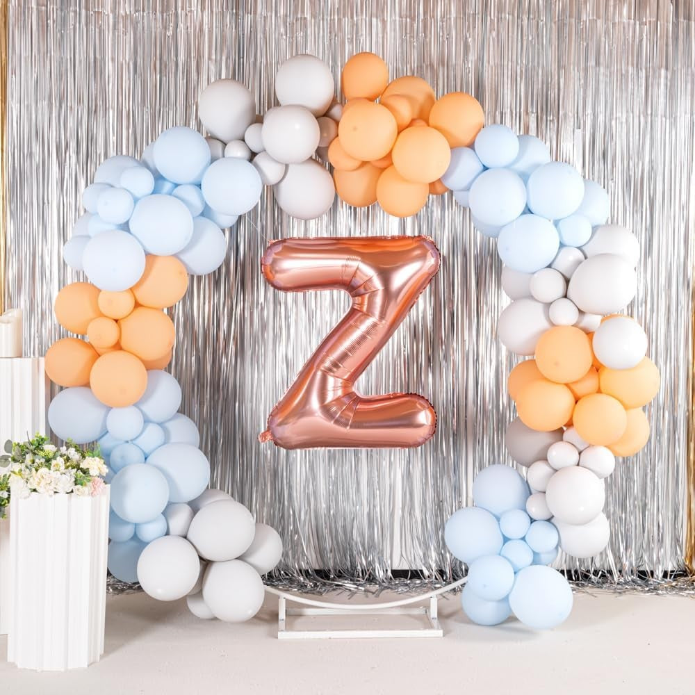Balon Folie Metalizata Litera Z, 80 cm, Umflati cu Heliu sau Aer, Ambalaj Individual, Pai inclus, Rose Gold