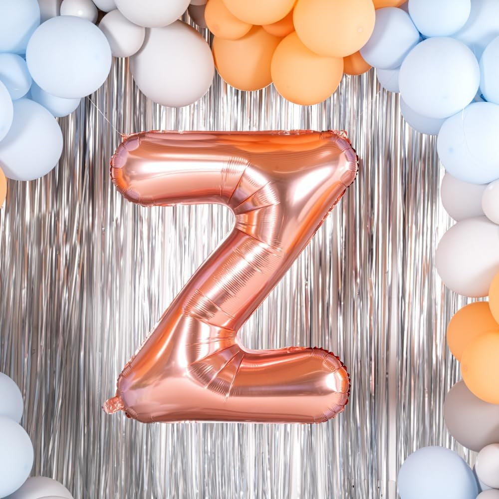 Balon Folie Metalizata Litera Z, 80 cm, Umflati cu Heliu sau Aer, Ambalaj Individual, Pai inclus, Rose Gold