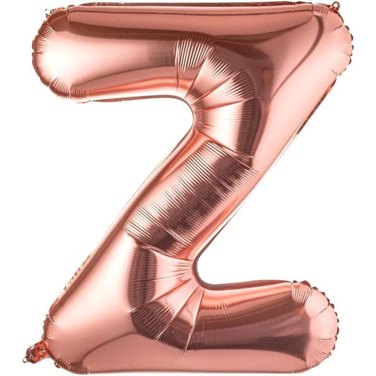 Balon Folie Metalizata Litera Z, 80 cm, Umflati cu Heliu sau Aer, Ambalaj Individual, Pai inclus, Rose Gold