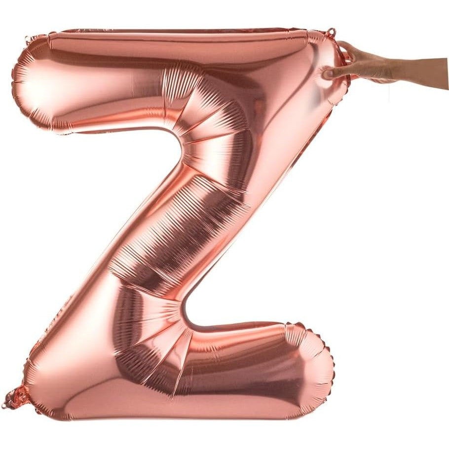 Balon Folie Metalizata Litera Z, 80 cm, Umflati cu Heliu sau Aer, Ambalaj Individual, Pai inclus, Rose Gold
