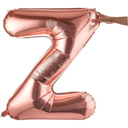 Balon Folie Metalizata Litera Z, 80 cm, Umflati cu Heliu sau Aer, Ambalaj Individual, Pai inclus, Rose Gold