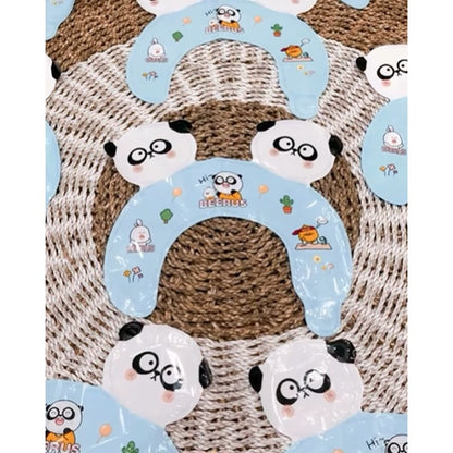 Balon din Folie Metalizata, Tip Coronita cu Urechi, Model Panda Mirat, Ambalaj Individual, Pai Inclus, Umflare cu Aer sau Heliu, 30 x 27 cm, Bleu