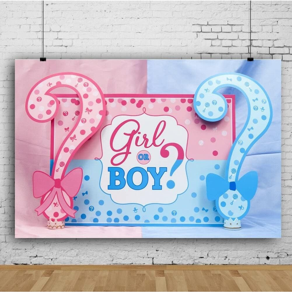 Banner pentru Petrecere, Model Girl or Boy, Tematica Gender Reveal, 150 x 100 cm, Albastru Roz