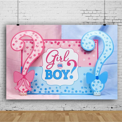 Banner pentru Petrecere, Model Girl or Boy, Tematica Gender Reveal, 150 x 100 cm, Albastru Roz