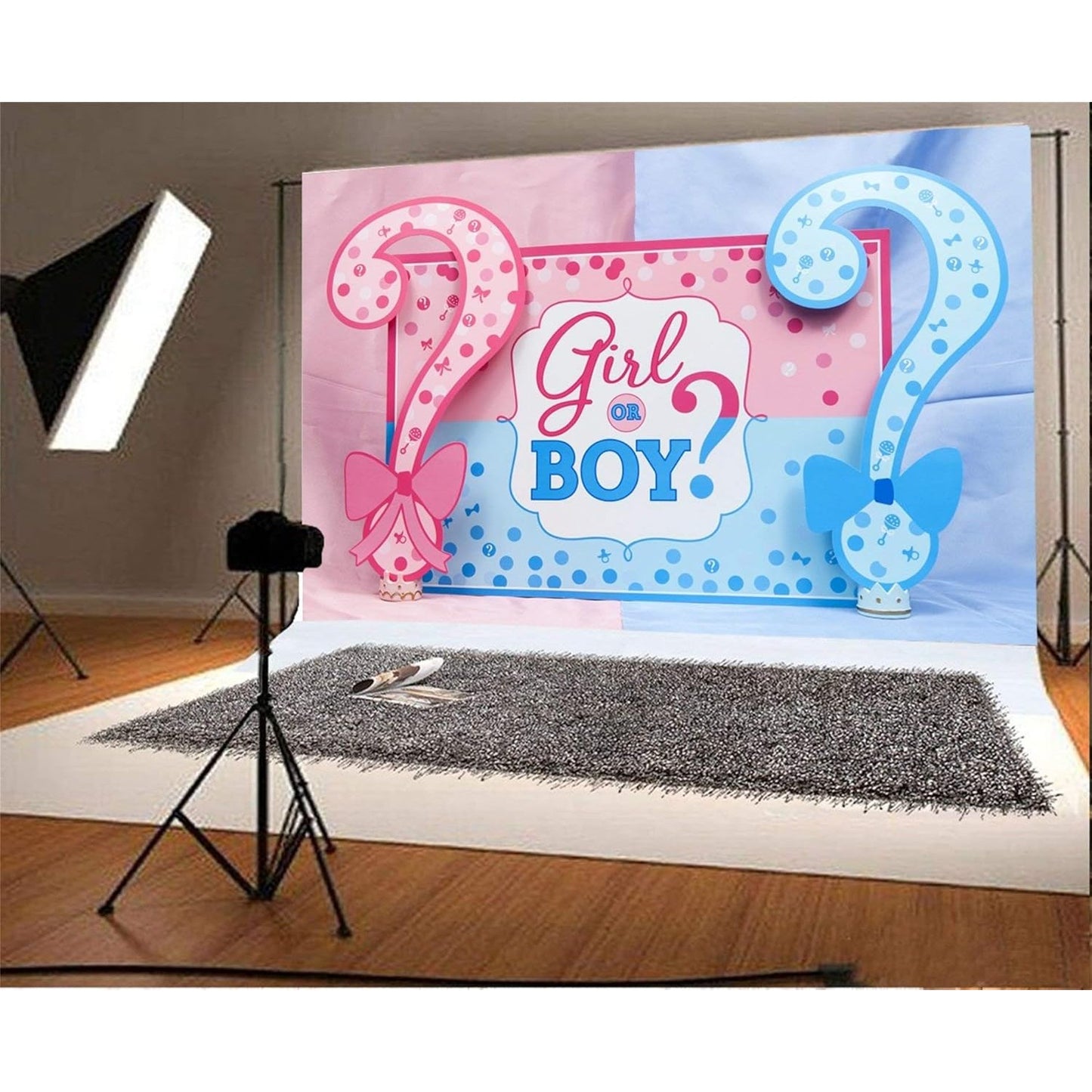 Banner pentru Petrecere, Model Girl or Boy, Tematica Gender Reveal, 150 x 100 cm, Albastru Roz