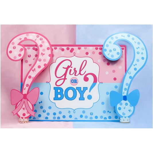 Banner pentru Petrecere, Model Girl or Boy, Tematica Gender Reveal, 150 x 100 cm, Albastru Roz