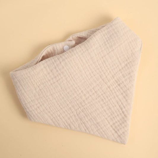 Baveta Triunghiulara, din Bumbac, pentru Copii 0-12 Luni, 33x32 cm, Rezistenta la Apa, Crem