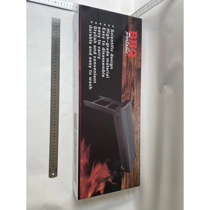Gratar Portabil, Confectionat din Metal, pentru Picnic, Gradina, Terasa, Camping, Dimensiuni Reduse, 60x22x23 cm, Negru