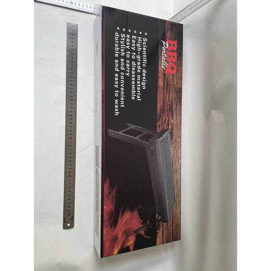 Gratar Portabil, Confectionat din Metal, pentru Picnic, Gradina, Terasa, Camping, Dimensiuni Reduse, 60x22x23 cm, Negru