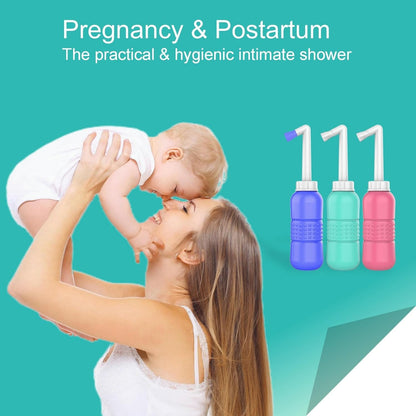 Bideu Portabil pentru Igiena Intima, pentru Postpartum/ Postoperator, 450 mL, cu Capac si Husa Galbena, 29.5x7 cm, Culoare Recipient Mov