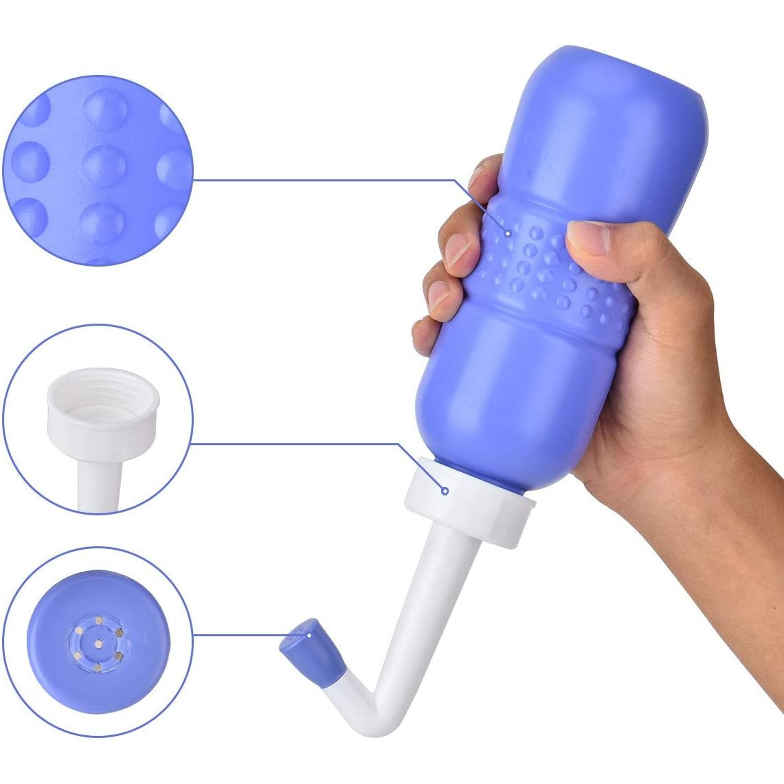 Bideu Portabil pentru Igiena Intima, pentru Postpartum/ Postoperator, 450 mL, cu Capac si Husa Galbena, 29.5x7 cm, Culoare Recipient Mov