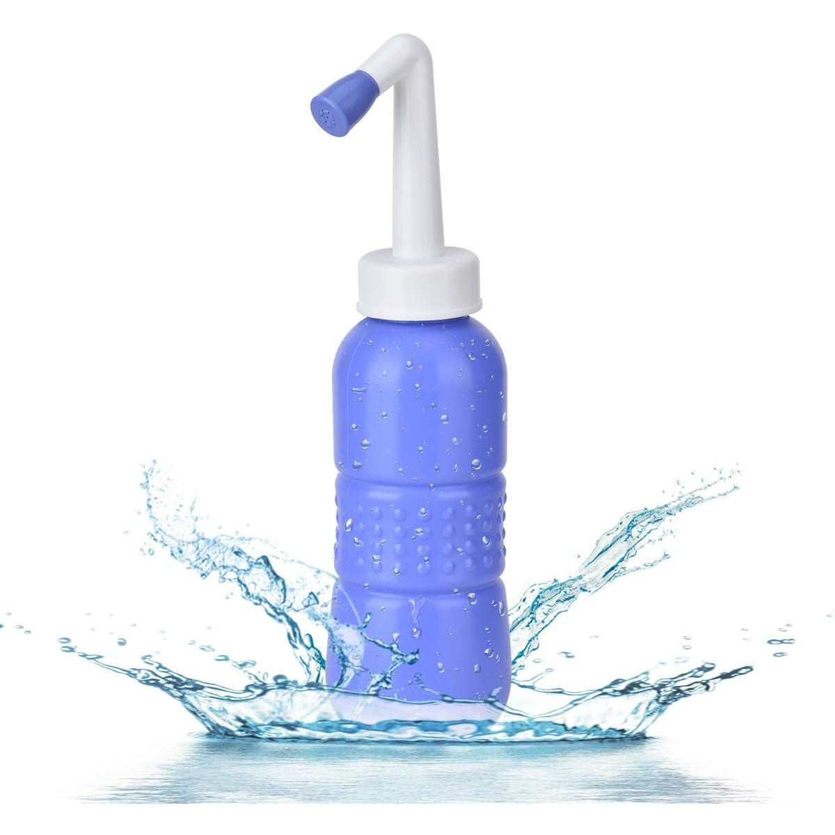 Bideu Portabil pentru Igiena Intima, pentru Postpartum/ Postoperator, 450 mL, cu Capac si Husa Galbena, 29.5x7 cm, Culoare Recipient Mov