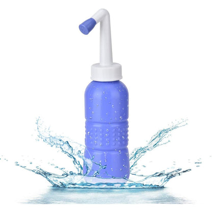 Bideu Portabil pentru Igiena Intima, pentru Postpartum/ Postoperator, 450 mL, cu Capac si Husa Galbena, 29.5x7 cm, Culoare Recipient Mov