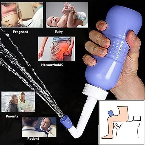Bideu Portabil pentru Igiena Intima, pentru Postpartum/ Postoperator, 450 mL, cu Capac si Husa Galbena, 29.5x7 cm, Culoare Recipient Mov