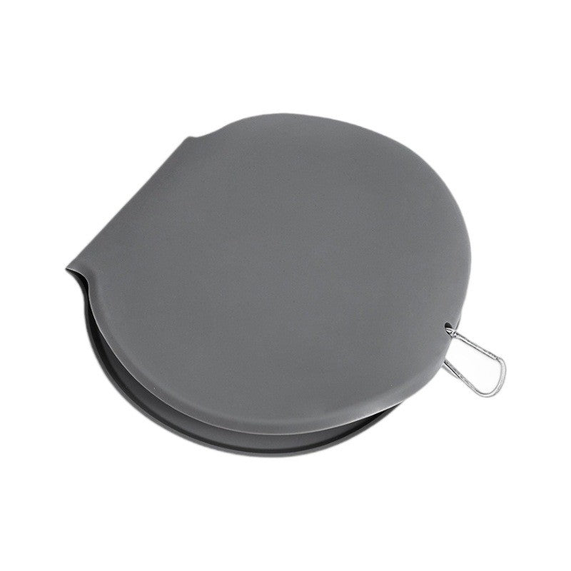 Bol Dublu pentru Animalul de Companie, din Silicon, Pliabil, Inaltime Reglabila, Antialunecare, 42 x 21 x 5 cm, Gri