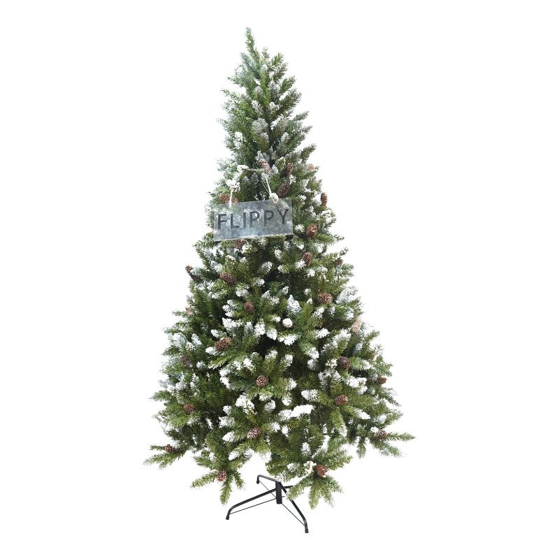 Brad Artificial de Craciun bogat, 1.8 m inaltime, 918 ramuri verzi inzapezite, Verde, Decorat, Interior/ Exterior