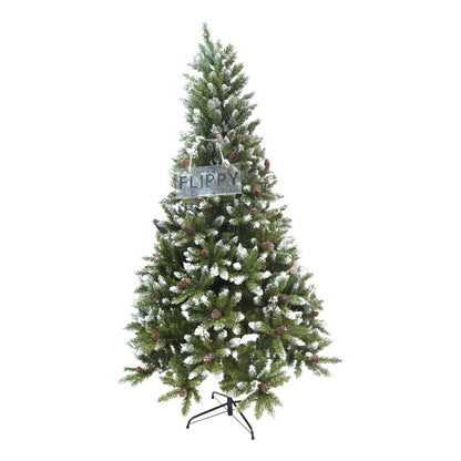 Brad Artificial de Craciun bogat, 1.8 m inaltime, 918 ramuri verzi inzapezite, Verde, Decorat, Interior/ Exterior