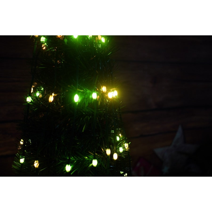 Brad artificial Pop-Up, cu instalatie integrata, Lumini RGB, Suport inclus, Stea luminata, 304 Led, 180 cm, Material PVC, Verde