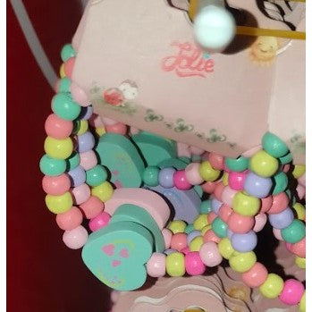 Bratara Curcubeu Elastica, Bile si Pandantive din Lemn Colorate, Modele pentru Copii