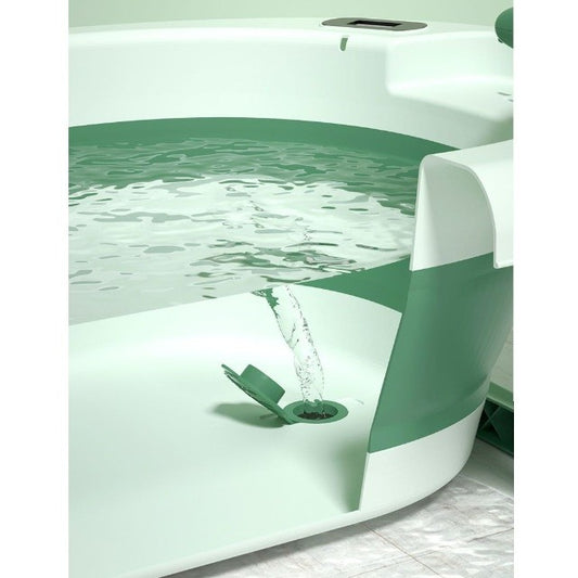 Cada de Baie, pentru Copii 0 luni - 6 Ani, cu Termometru, Pliabila, Perna Suport Inclusa, din Plastic, 81.5 x 49 x 21.5 cm, Verde