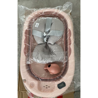 Cada de Baie, pentru Copii 0 luni - 6 Ani, cu Termometru, Pliabila, Perna Suport Inclusa, din Plastic, 81.5 x 49 x 21.5 cm, Roz