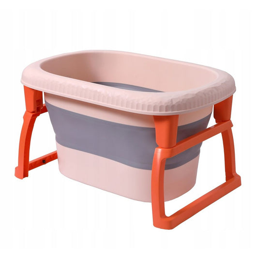 Cada Pliabila pentru Baie, din PP+TPE, pentru Copii 0-6 Ani, cu Picioare, Suport de Sezut, Scurgere Etans, 80 x 52 x 42 cm, Portocaliu