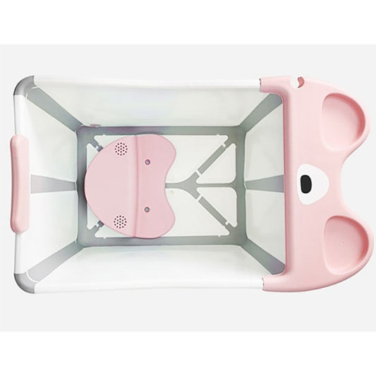 Cada Pliabila pentru Baie, din PP+TPE, pentru Copii +6 Luni, Model Ursulet, Scaun de Interior, Detasabil, 82 x 50 x 54 cm, Roz