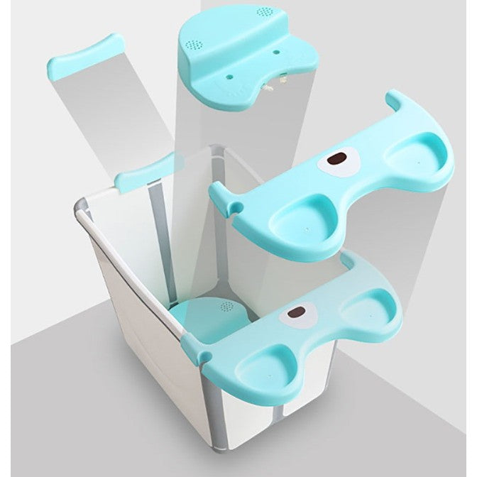 Cada Pliabila pentru Baie, din PP+TPE, pentru Copii +6 Luni, Model Ursulet, Scaun de Interior, Detasabil, 82 x 50 x 54 cm, Albastru