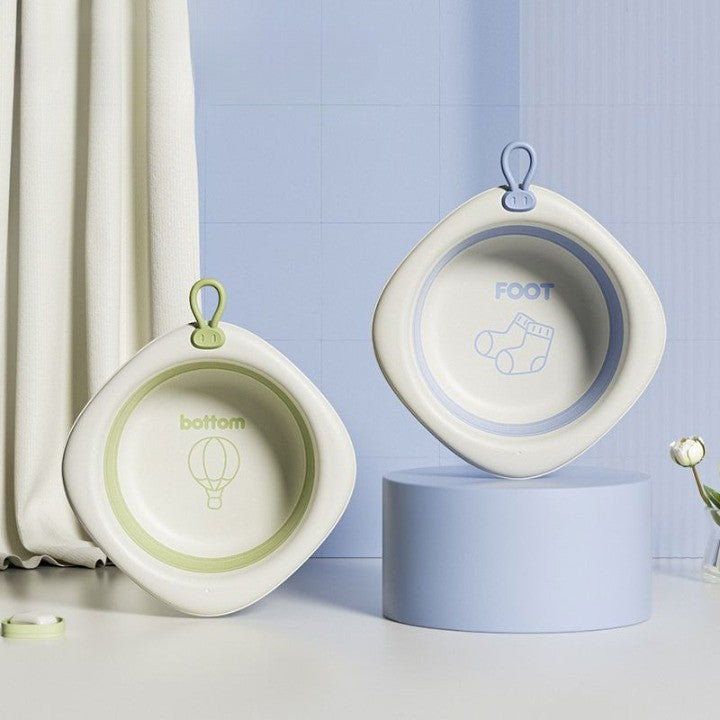 Cada Pliabila pentru Baie pentru Copii, Cadita pentru Bebelusi, Model Romb cu Balon, Verde, 31.5x31.5x3.5 cm, 3L
