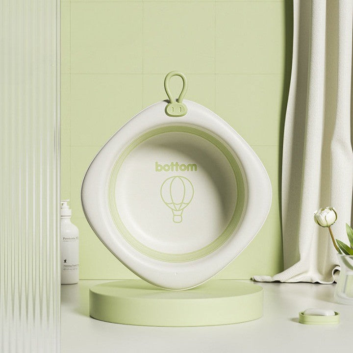 Cada Pliabila pentru Baie pentru Copii, Cadita pentru Bebelusi, Model Romb cu Balon, Verde, 31.5x31.5x3.5 cm, 3L