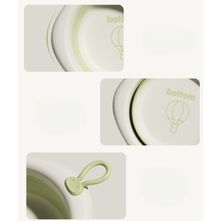 Cada Pliabila pentru Baie pentru Copii, Cadita pentru Bebelusi, Model Romb cu Balon, Verde, 31.5x31.5x3.5 cm, 3L
